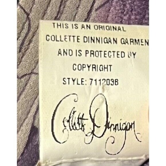 Collette Dinnigan Floral Maxi Dress 100% Silk Purple Flutter Sleeves Vintage - Picture 10 of 10